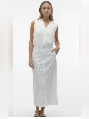 Vero Moda Carly Stripe Ankle Cargo Skirt